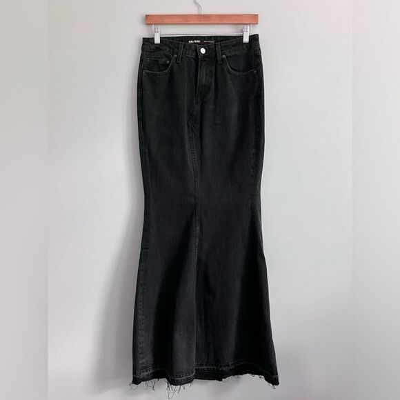 GRLFRND Dresses & Skirts - GRLFRND The Stella Black Denim Flare Maxi Skirt Size 25